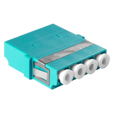 Проходной адаптер оптический BNH, LC/LC (MM), Quadro, без фланца, бирюзовый, белый колпачок