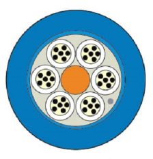 Кабель ВО Siemon XGLO Tight Buffer,  24хОВ, OM4 50/125, LSZH, Ø 10,5мм, универсальный, небронированный, цвет: синий