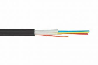 Кабель ВО Eurolan Tight Buffer,  24хОВ, OM4 50/125, LSZH (нг(A)-HF), Ø 9мм, универсальный, небронированный, цвет: чёрный, упрочняющие стекловолоконные
