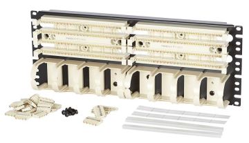 (Архив)Кросс-панель Panduit PAN-PUNCH, 19", 4HU, 200x110, кат. 5е, универсальная, цвет: белый, (P110B1005R4WJY), в комплекте 5-парные блоки