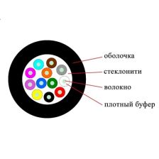 Кабель ВО Datarex Tight Buffer,  12хОВ, OM4 50/125, ПЭ, Ø 7,5мм, барабан, снаружи зданий, небронированный, цвет: чёрный