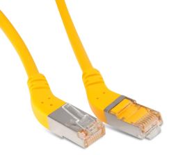 Шнур комм. угловой Hyperline, кат. 6, экр., F/UTP, RJ45/RJ45, LSZH, AWG26, 1м, жёлтый, левый/правый 45°
