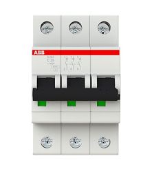 Автоматический выключатель ABB S200, 3 модуль, C класс, 3P, 25А, 6кА, (2CDS253001R0254)