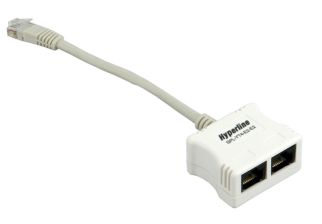 Разветвитель Hyperline SPL, 2x RJ45, кат. 5е, цвет: белый, (SPL-YT4-E2-E2)