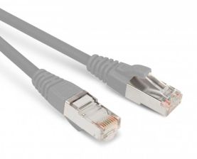 Шнур комм. Hyperline, кат. 6A, экр., SF/UTP, RJ45/RJ45, LSZH, AWG26 1м, серый