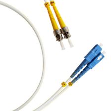 Комм. шнур оптический Hyperline, Duplex ST/SC (UPC), OS2 9/125, LSZH, 2м, Ø 2мм, синий хвостовик, цвет: белый