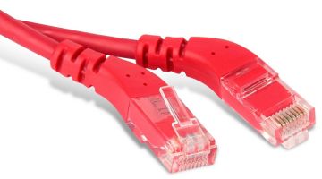 (Архив)Шнур комм. угловой Hyperline, кат. 5е, неэкр., U/UTP, RJ45/RJ45, LSZH, AWG24 2м, красный, левый/правый 45°
