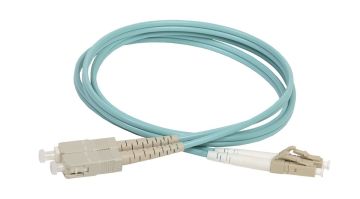 Комм. шнур оптический ITK, Duplex SC/LC (UPC/UPC), OM3 50/125, LSZH, 5м, бежевый/белый хвостовик, цвет: голубой