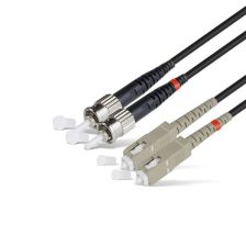 (Архив)Комм. шнур оптический Hyperline, Duplex ST/SC, OM1 62,5/125, LSZH, 3м, серый хвостовик, цвет: чёрный