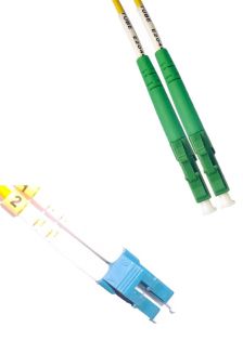 Комм. шнур оптический Cabeus Tight Buffer, Duplex LC/LC (APC/UPC), OS2 9/125, LSZH, 5м, Ø 3мм, синий хвостовик, цвет: жёлтый