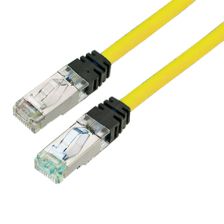 Шнур комм. Panduit, кат. 6A, экр., S/FTP, RJ45/RJ45, 500 МГц, PVC, AWG26, 5м, жёлтый, цвет коннектора: чёрный