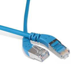 (Архив)Шнур комм. угловой Hyperline, кат. 6, экр., F/UTP, RJ45/RJ45, LSZH, AWG26 2м, синий, левый/левый 45°