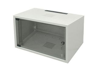 (Архив)Шкаф телекоммуникационный настенный Zpas SJ, 19", 6U, 337х600х500 мм (ВхШхГ), дверь: стекло, сварной, цвет: серый