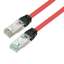 Шнур комм. Panduit, кат. 6A, экр., S/FTP, RJ45/RJ45, 500 МГц, PVC, AWG26, 3м, красный, цвет коннектора: чёрный