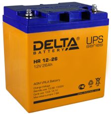 Аккумулятор для ИБП Delta Battery HR, 175х125х165 мм (ВхШхГ),  Необслуживаемый свинцово-кислотный,  12V/26 Ач, цвет: оранжевый, (HR 12-26)