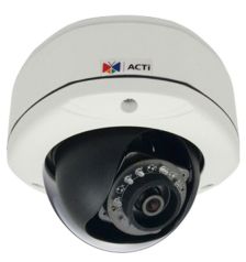 (Архив)Сетевая IP видеокамера ACTi, купольная, улица, 1/4’, 1280x720, 30к/с, ИК, цв:0,1лк, об-в:2,93мм, E71