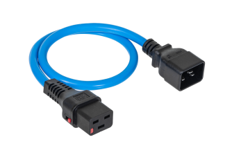 Шнур для блока питания Rem Rem-10, IEC C19, вилка IEC C20, 0.5 м, 16А, с фиксатором, термостойкий , синий