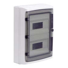 Щит электрический настенный DKC RAM base IP65, 2ряд. 24мод., с клеммным блоком, дверь: тонированное стекло, корпус: пластик, цвет: серый