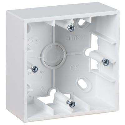 Коробка открытого монтажа Simon Simon 15, внешняя, 81х81 мм (ВхШ), 1 пост, цвет: белый