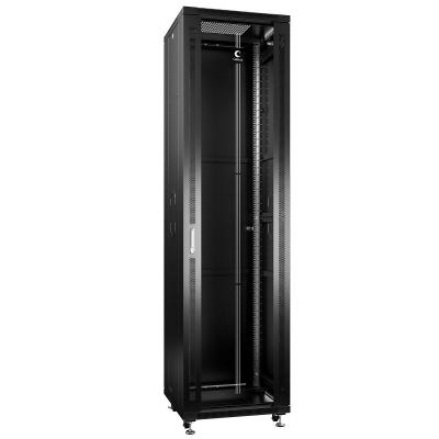 Шкаф телекоммуникационный напольный Cabeus, IP20, 47U, 2277х600х600 мм (ВхШхГ), дверь: стекло, боковая панель: сплошная, разборный, цвет: чёрный