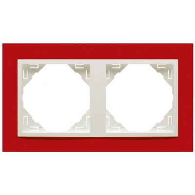 Рамка Efapel Logus90, 2 поста, плоская, универсальная, цвет: красный/лёд (90920 TVG)