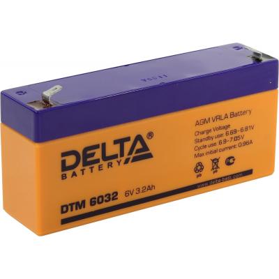 Аккумулятор для ИБП Delta Battery DTM, 67х34х134 мм (ВхШхГ),  Необслуживаемый свинцово-кислотный,  6V/3,2 Ач, цвет: оранжевый, (DTM 6032)
