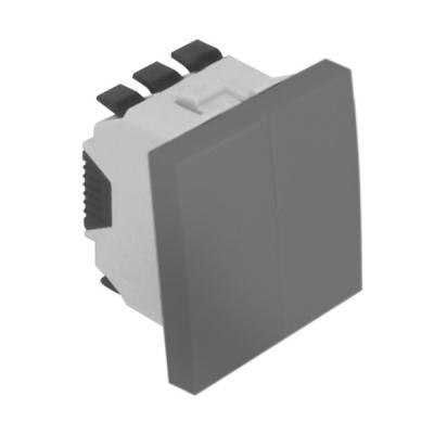 Выключатель-кнопка Efapel QUADRO 45, двухклавишный, без подсветки, 10А, 45х45 мм (ВхШ), цвет: алюминий, 2 модуля (45156 SAL)