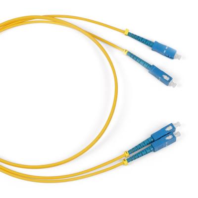 Комм. шнур оптический Hyperline, Duplex SC/SC (UPC), OS2 9/125, LSZH, 50м, Ø 2мм, синий хвостовик, цвет: жёлтый
