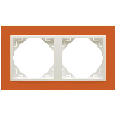Рамка Efapel Logus90, 2 поста, плоская, универсальная, цвет: оранжевый/лёд (90920 TJG)
