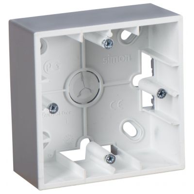 Коробка открытого монтажа Simon Simon 15, внешняя, 81х81 мм (ВхШ), 1 пост, цвет: алюминий