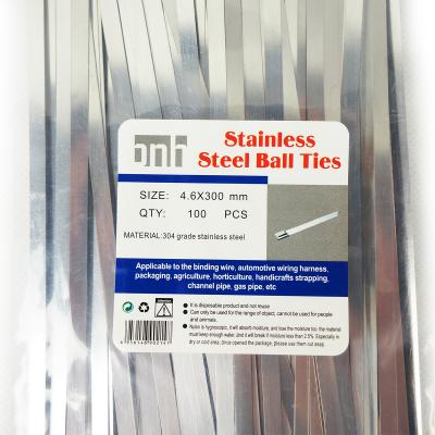 Стяжка кабельная BNH, неоткрывающаяся, 4,6 мм Ш, 300 мм Д, 100 шт, материал: нержавеющая сталь inox 304