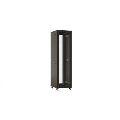 Шкаф серверный напольный Hyperline TTBR, IP20, 47U, 2277х600х800 мм (ВхШхГ), дверь: двойная распашная, перфорация, сплошная, разборный, цвет: чёрный