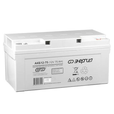 Аккумулятор Энергия, 179х166х350 мм (ВхШхГ),  необслуживаемый свинцово-кислотный,  12V/75 Ач, цвет: серый, (Е0201-0021)
