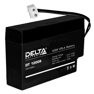 Аккумулятор для ИБП Delta Battery DT, 63х25х97 мм (ВхШхГ),  Необслуживаемый свинцово-кислотный,  12V/0,8 Ач, цвет: чёрный, (DT 12008 (T9))