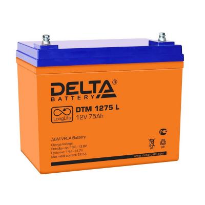 Аккумулятор для ИБП Delta Battery DTM L, 215х166х258 мм (ВхШхГ),  Необслуживаемый свинцово-кислотный,  12V/75 Ач, цвет: оранжевый, (DTM 1275 L)