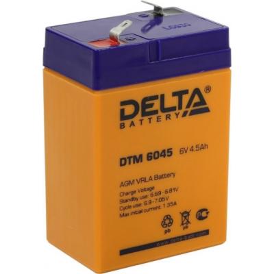 Аккумулятор для ИБП Delta Battery DTM, 107х47х70 мм (ВхШхГ),  Необслуживаемый свинцово-кислотный,  6V/4,5 Ач, цвет: оранжевый, (DTM 6045)