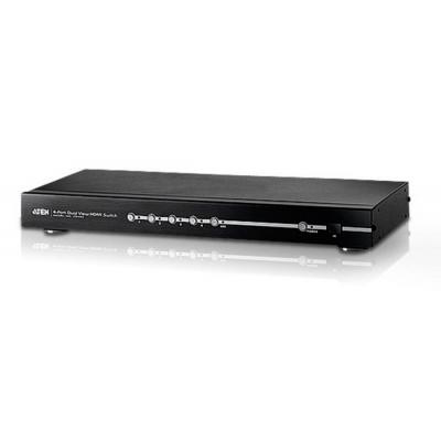 Переключатель KVM Aten, портов: 4 х HDMI, 55,4х158,6х437,2 мм (ВхШхГ), RS232, цвет: чёрный