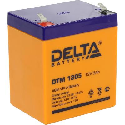 Аккумулятор для ИБП Delta Battery DTM, 90х70х107 мм (ВхШхГ),  Необслуживаемый свинцово-кислотный,  12V/5 Ач, цвет: оранжевый, (DTM 1205)