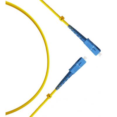 Комм. шнур оптический Cabeus Tight Buffer, Simplex SC/SC, OS2 9/125, LSZH, 20м, Ø 3мм, синий хвостовик, цвет: жёлтый