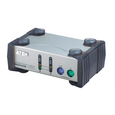 Переключатель KVM Aten, Altusen, портов: 2 х VGA D-SUB (HDB-15), 55х87х140 мм (ВхШхГ), PS/2, цвет: металл