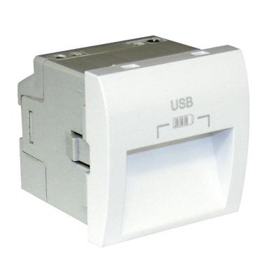 Розетка информационная Efapel QUADRO 45, USB, без подсветки, 2 модуля, 44,8х44,8 мм (ВхШ), цвет: алюминий, разъемы под углом 20° (45384 SAL)