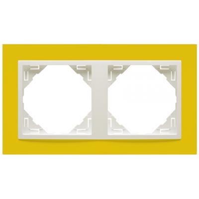 Рамка Efapel Logus90, 2 поста, плоская, универсальная, цвет: жёлтый/лёд (90920 TRG)