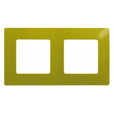 Рамка Legrand Etika, 2 поста, 86х157х10 мм (ВхШхГ), плоская, универсальный, цвет: зеленый папоротник (LEG.672542)