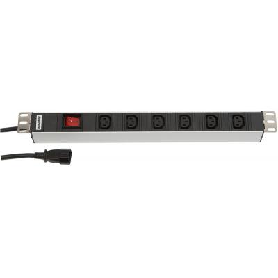 PDU Basic Hyperline, IEC 60320 С13 х 6, вход IEC 320 C14, шнур 2,5 м, 44мм, 1ф 10А, выключатель, чёрный