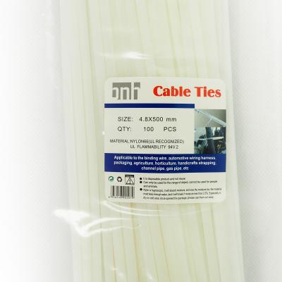 Стяжка кабельная BNH, неоткрывающаяся, 4,8 мм Ш, 500 мм Д, 100 шт, материал: нейлон, цвет: белый