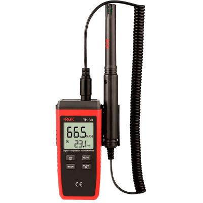 Термогигрометр RGK, (TH-30), температурный, с дисплеем, питание: батарейки, корпус: пластик, с выносным датчиком, (776325)