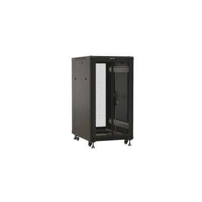 Шкаф серверный напольный Hyperline TTBR, IP20, 27U, 1388х600х600 мм (ВхШхГ), дверь: двойная распашная, перфорация, сплошная, разборный, цвет: чёрный