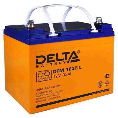 Аккумулятор для ИБП Delta Battery DTM L, 168х130х195 мм (ВхШхГ),  Необслуживаемый свинцово-кислотный,  12V/33 Ач, цвет: оранжевый, (DTM 1233 L)