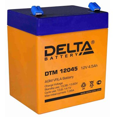 Аккумулятор для ИБП Delta Battery DTM, 107х70х90 мм (ВхШхГ),  Необслуживаемый свинцово-кислотный,  12V/4,5 Ач, цвет: оранжевый, (DTM 12045)