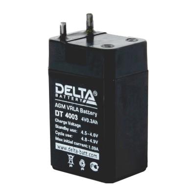 Аккумулятор для ИБП Delta Battery DT, 69х22х35 мм (ВхШхГ),  Необслуживаемый свинцово-кислотный,  4V/0,3 Ач, цвет: чёрный, (DT 4003)